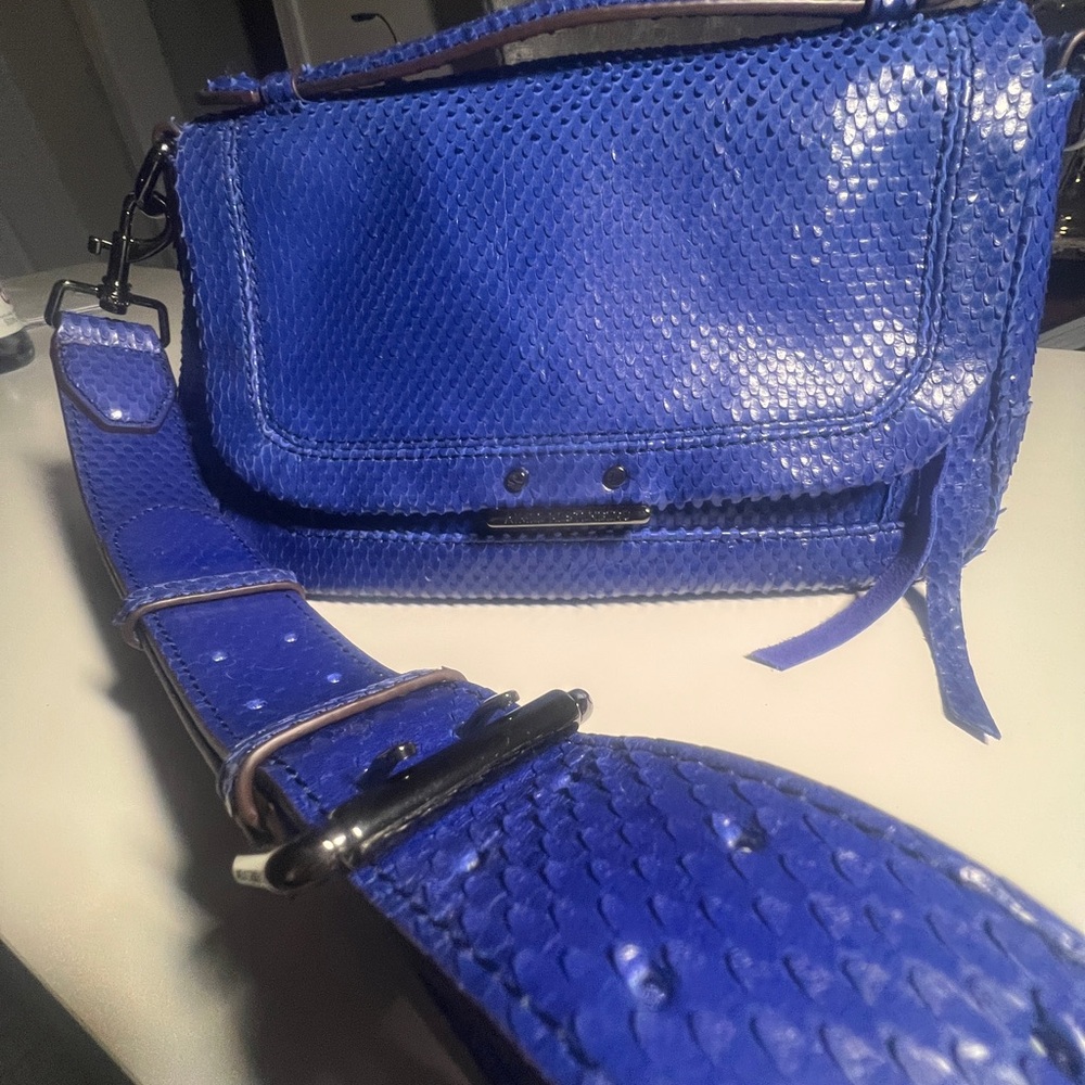 Aimee Kestenberg Blue Crossbody Bag with Snakeskin Texture. Like new!